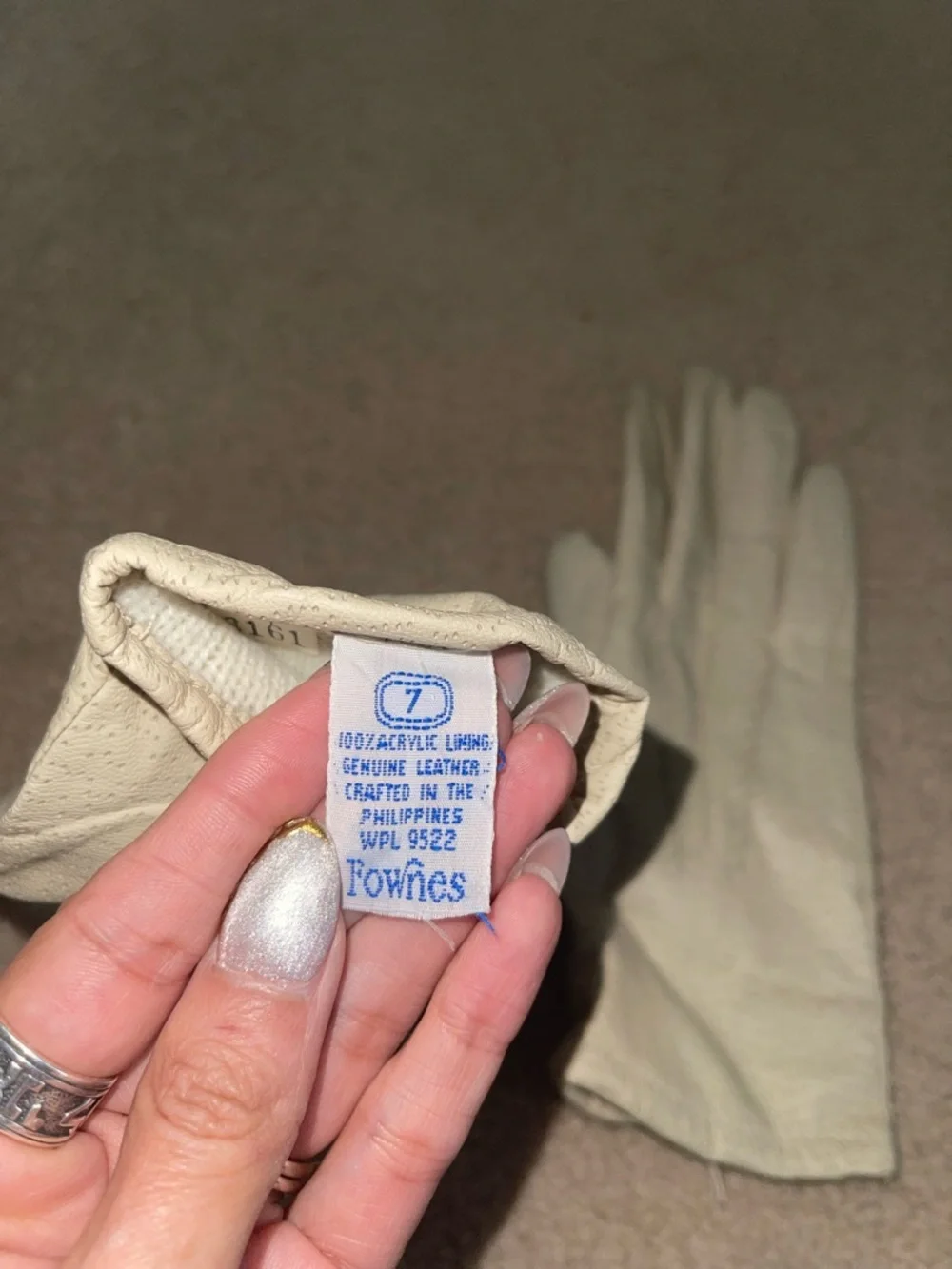 Vintage Fownes Leather Gloves Cream Perforated Driving Gloves Size 7